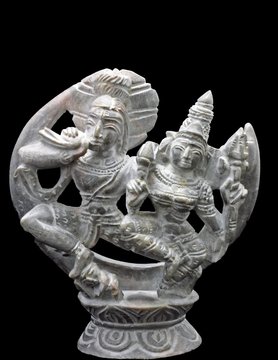 dancing shiva and parvati from stone