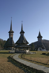 wooden buildings on the orthodox monastery i