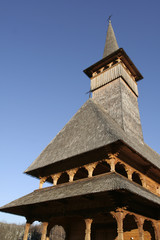 Fototapeta na wymiar wooden church front view detail