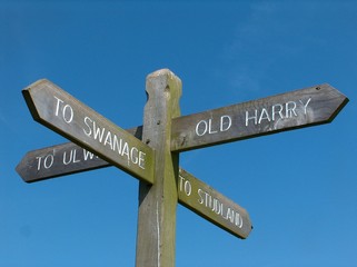 wegweiser vor blauem himmel