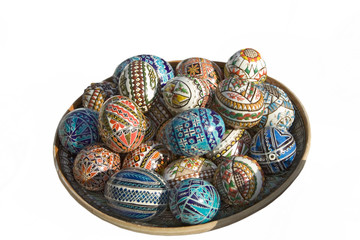 easter basket with eggs - isolated