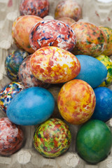 easter eggs painted by hand, piramid