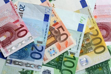 colorful euro banknotes, close-up