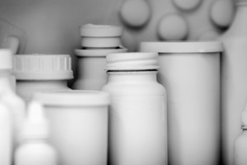 various white bottles