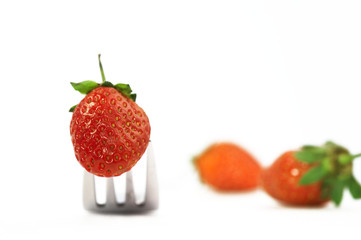 strawberry and fork