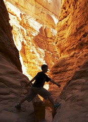 climber in canyon