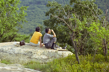 young oriental couple at overlook