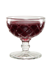 red jelly in a vintage glass bowl