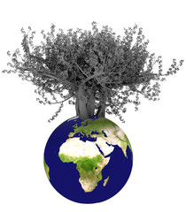 3d earth and tree