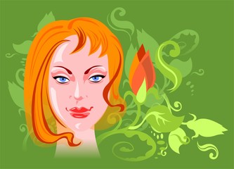 the girl on a floral background