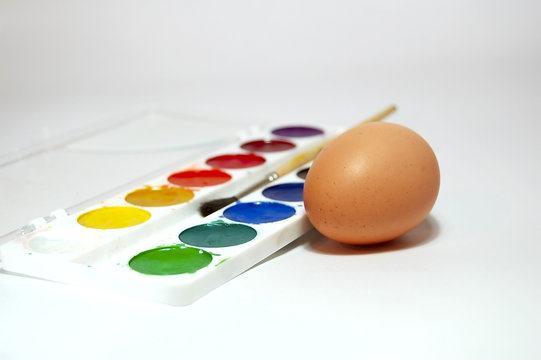 easter paint and egg, macro