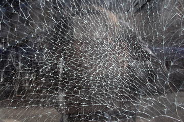 cracked shop window glass.