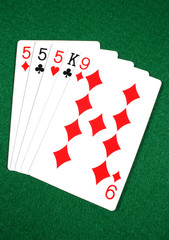 three of a kind, the seventh highest ranked hand i