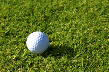 single golfball on green grass.