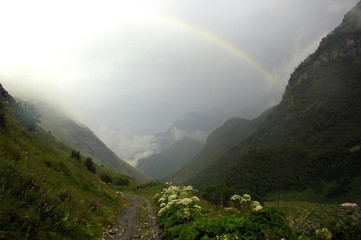 rainbow in mountains