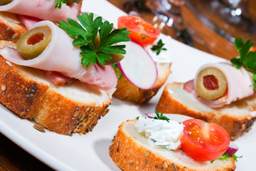 sandwiches on holiday table
