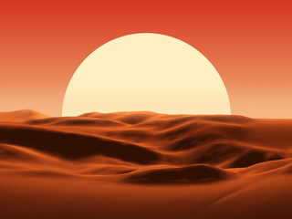 coucher de soleil dans le désert