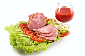 plate with snack from bacon