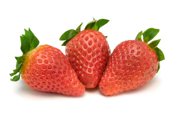 three strawberries, close-up