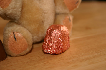 chocolate in front of a teddy