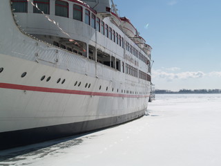 boat in a frozen lake