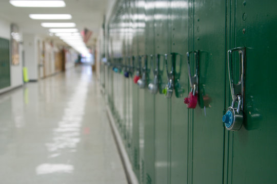 school hallway and lockers