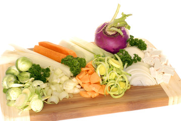 freshly cut soup vegetables