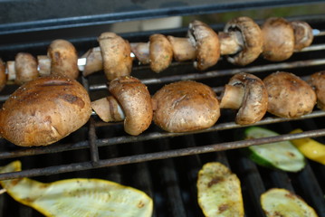 Fototapeta premium mushrooms on grill