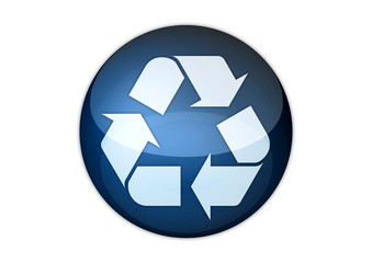 recycling icon aqua button