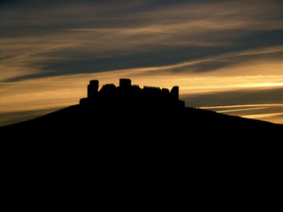 castle silhouette at sunset