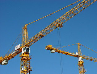 two cranes at work