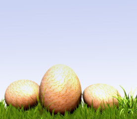 ostereier auf grüner wiese