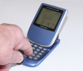 calculator with left hand