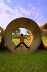 underground pipes & boy