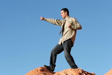 business man exercising outdoors