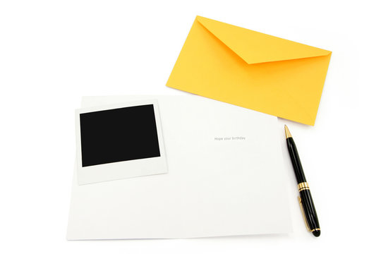greeting card and yellow envelope