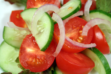 tomato, cucumber and onion