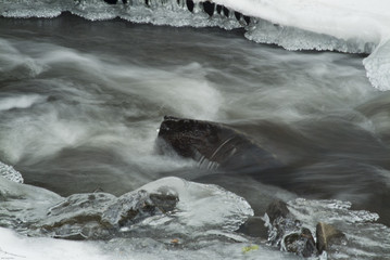 flowing icy water