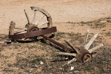 old cart wheels