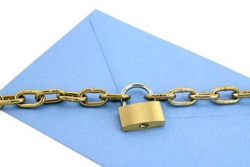 Fototapeta na wymiar blue envelope and lock