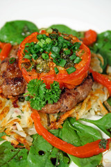 baked tomato with beef patty