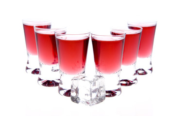 glases of red vodka