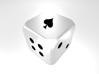 3d cube die showing ace