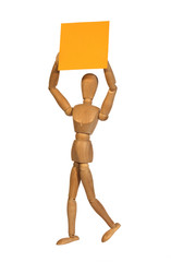 wooden man with a letter