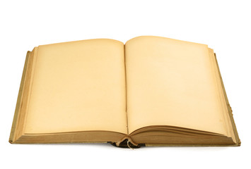 open old blank book on white