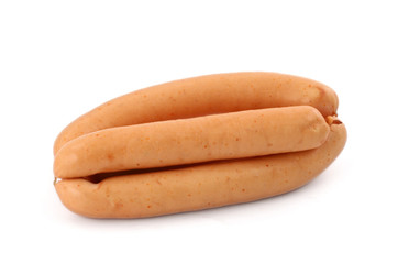 three breakfast sausages on white