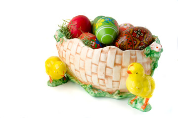Fototapeta na wymiar easter eggs in the basket