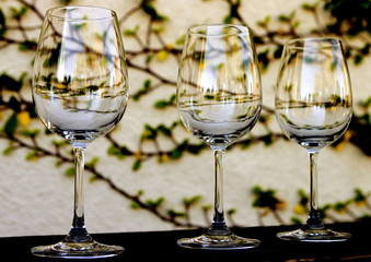 three wine glasses
