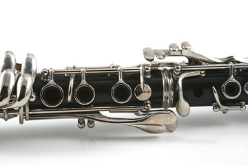 Obraz premium middle of a clarinet with holes and keys