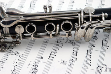 middle of a clarinet with holes and keys